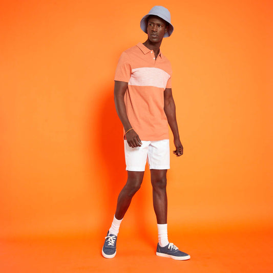 Polo en jersey avec imprim rayures Orange