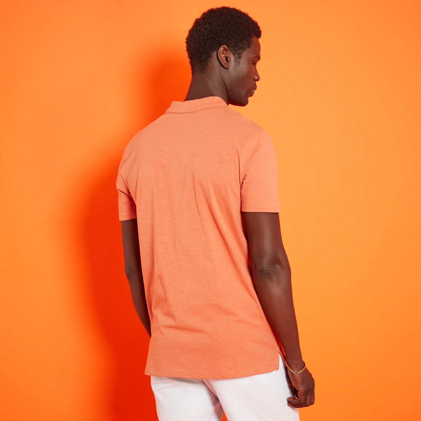 Polo en jersey avec imprim rayures Orange