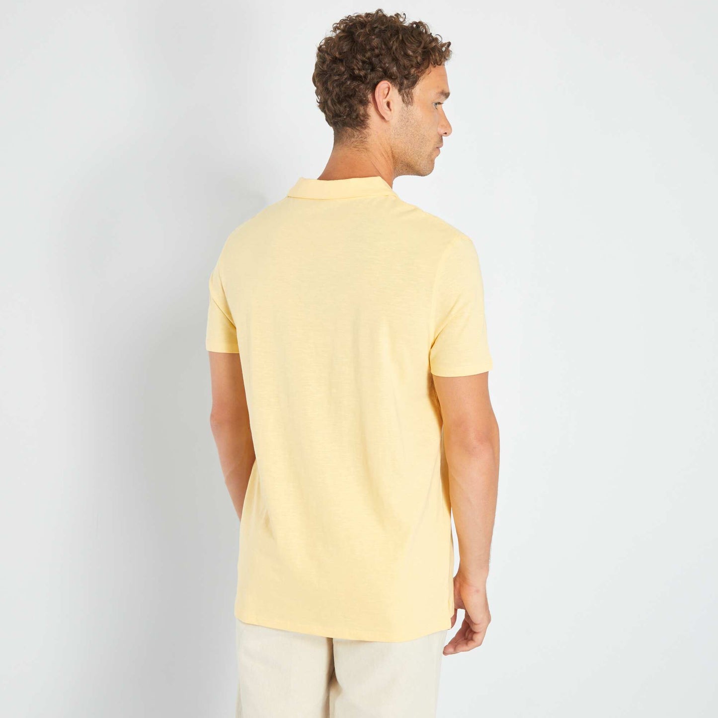 Polo en jersey avec imprim rayures jaune