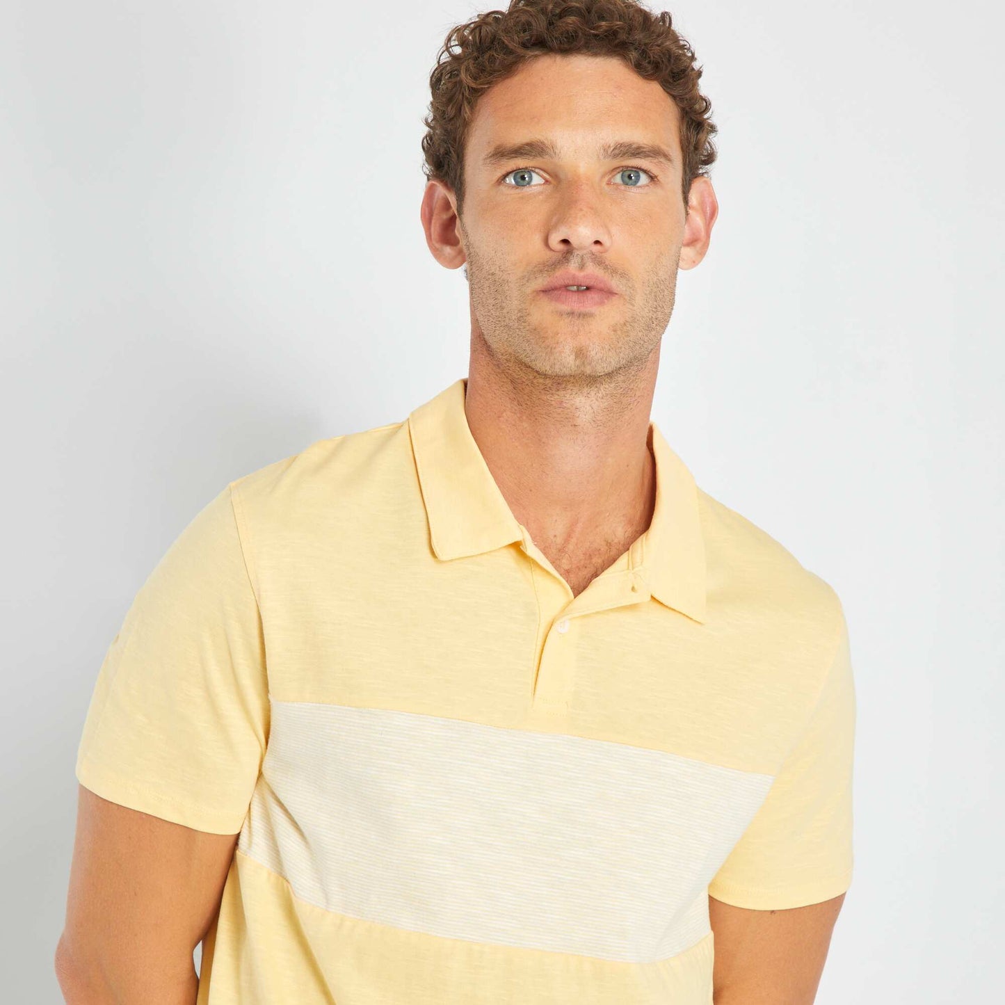 Polo en jersey avec imprim rayures jaune