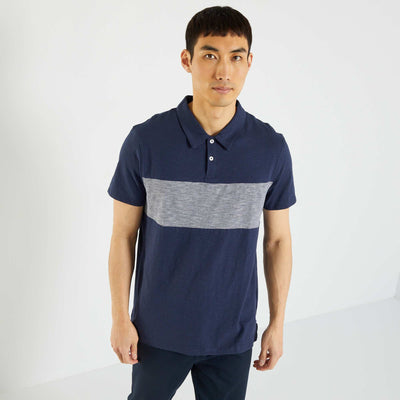 Polo en jersey avec imprim rayures bleu noir