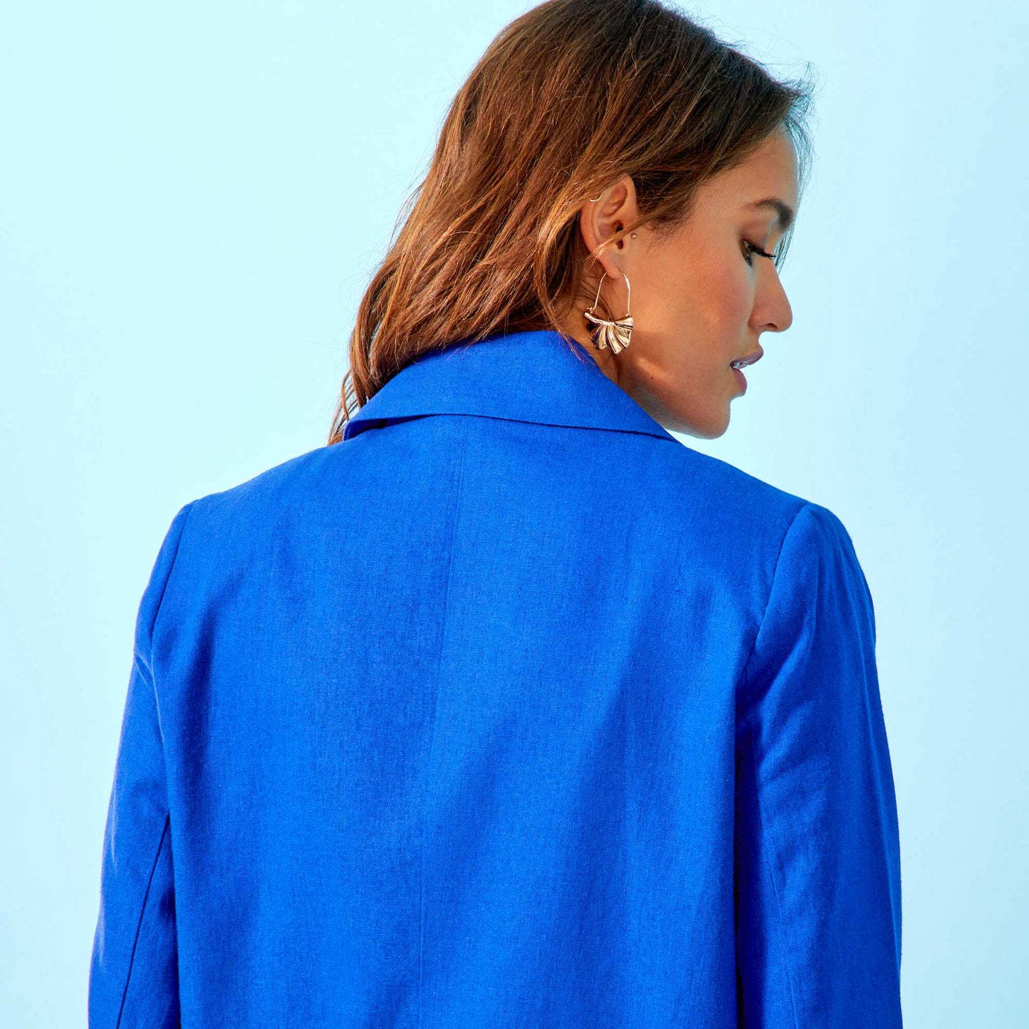 Veste blazer en lin bleu