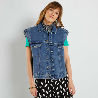 Veste denim large sans manches Denim