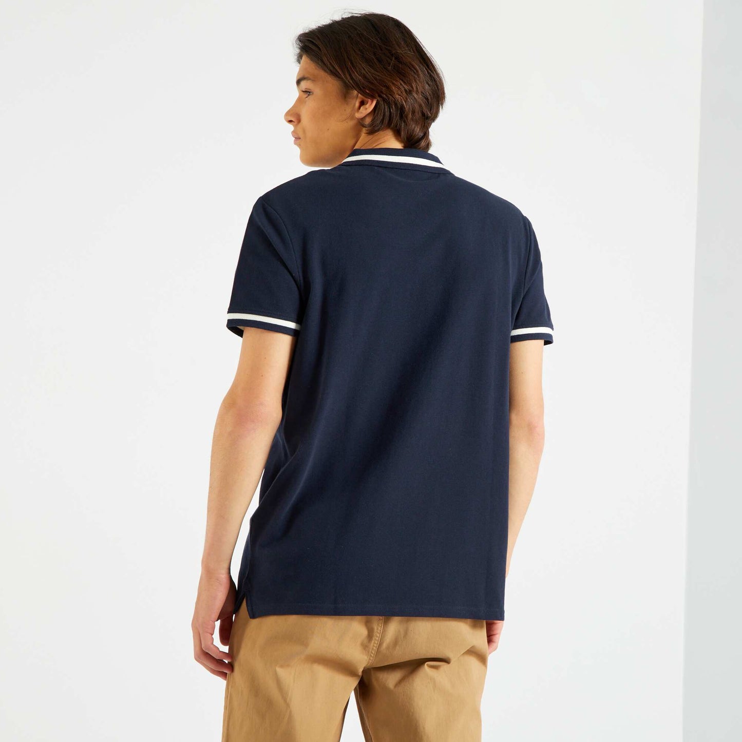 Polo manches courtes en jersey bleu marine