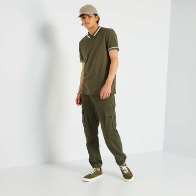 Polo manches courtes en jersey Kaki