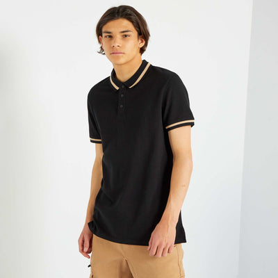 Polo manches courtes en jersey noir