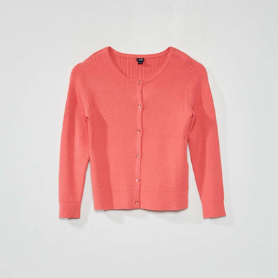Gilet uni en maille c tel e rose