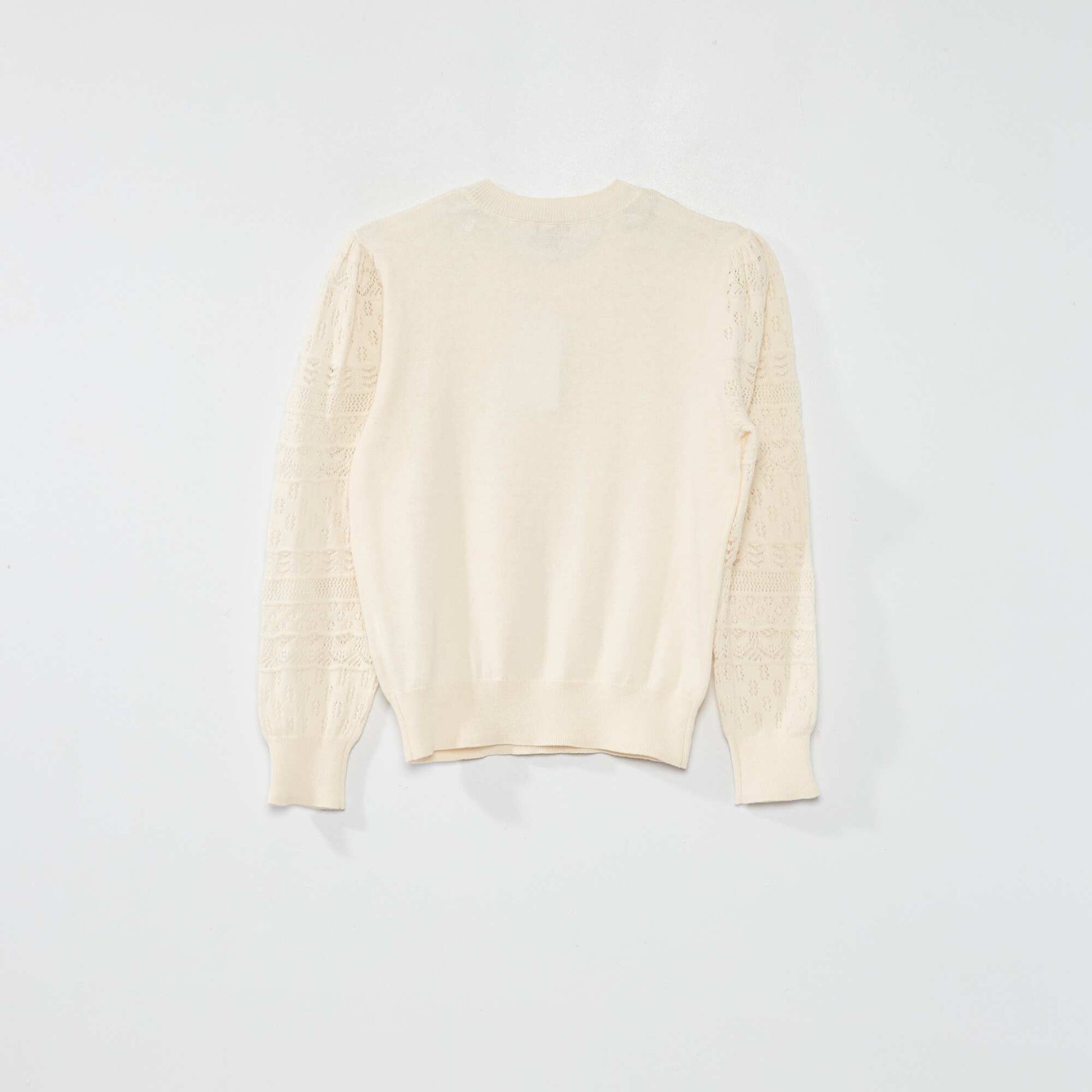 Pull en maille avec manches ajour es Blanc