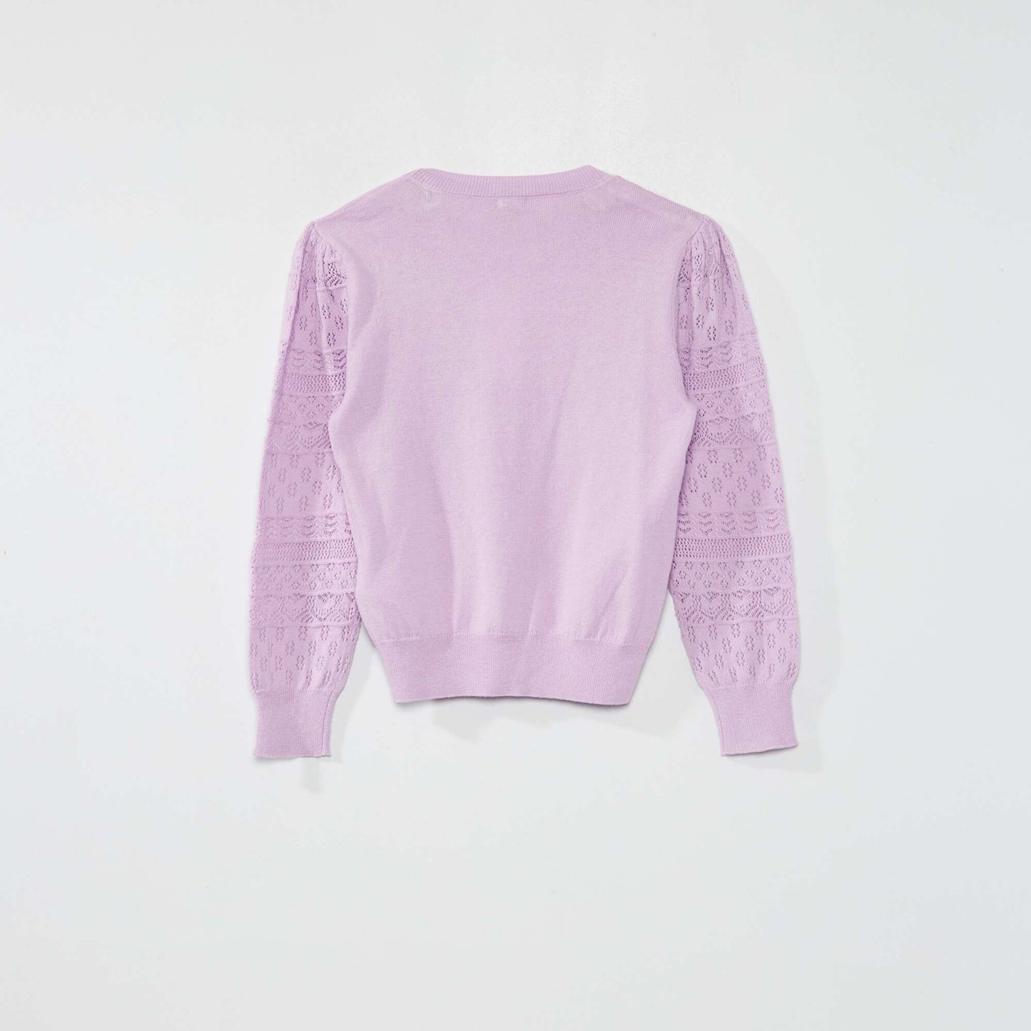 Pull en maille avec manches ajour es mauve clair