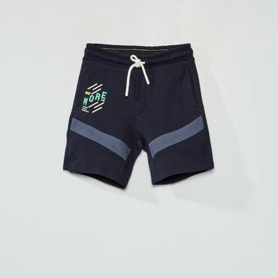 Bermuda en molleton avec bandes contrastantes Bleu marine