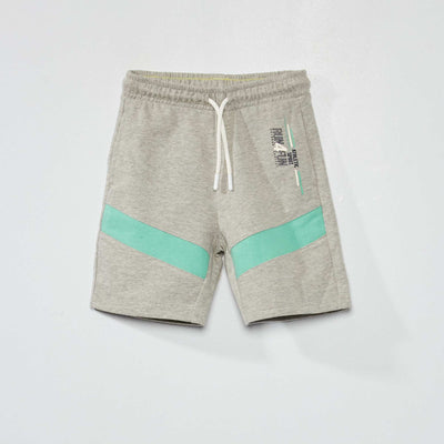 Bermuda en molleton avec bandes contrastantes Gris/vert