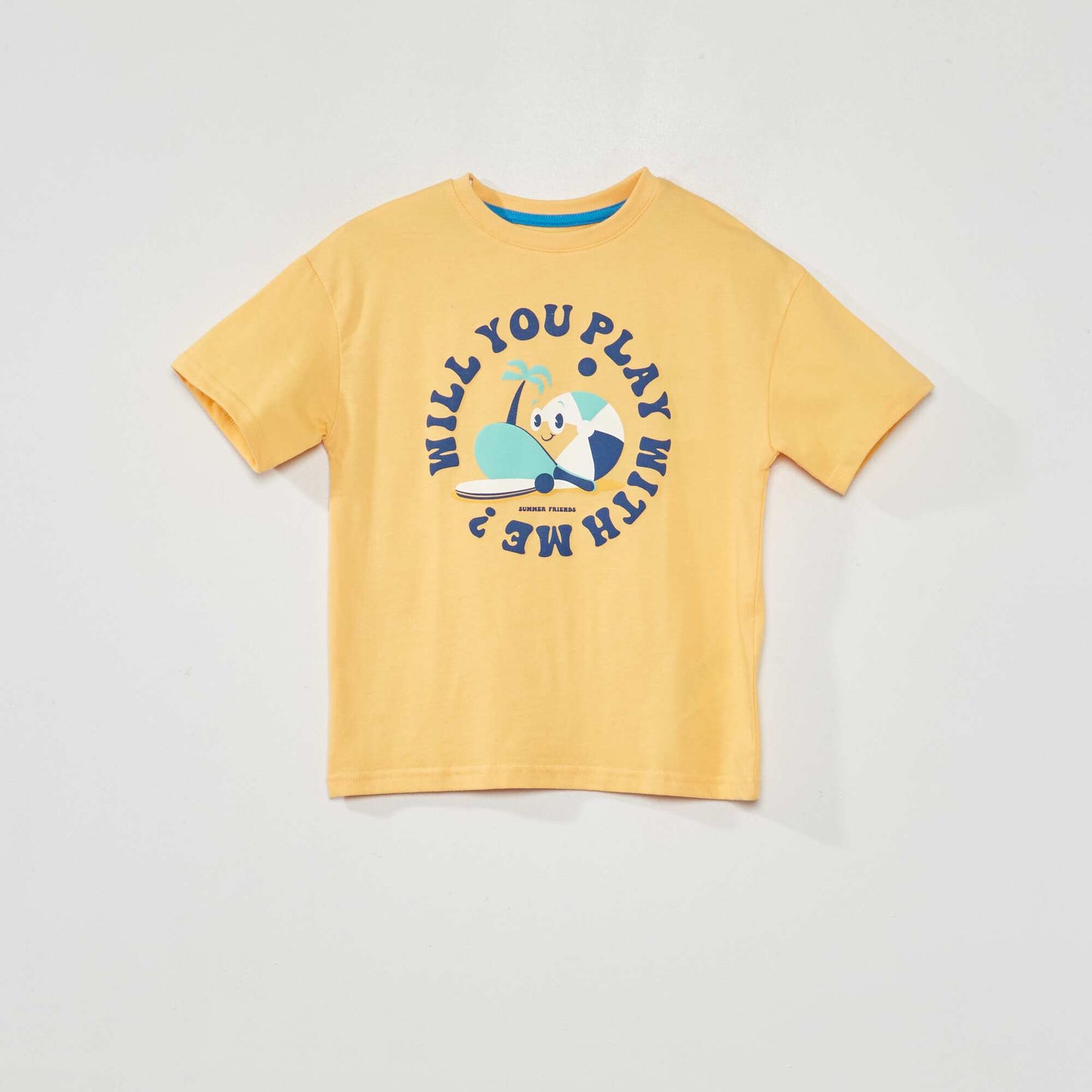 T-shirt 'plage' manches courtes Jaune