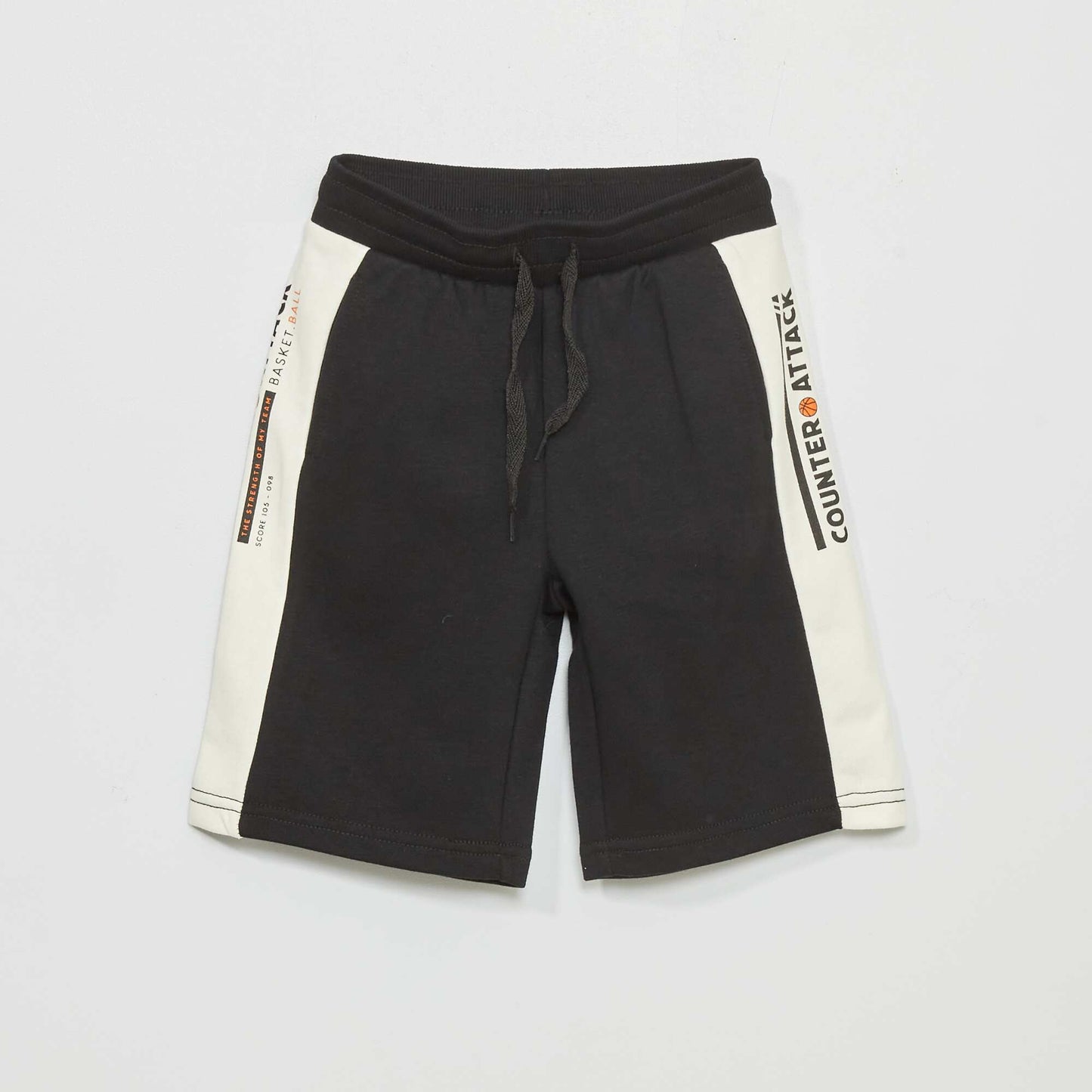 Short de sport en molleton Noir/blanc