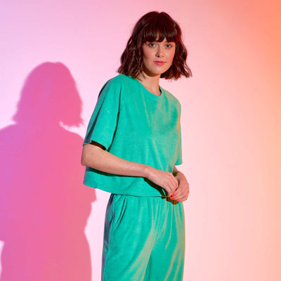 T-shirt cropped en ponge Vert