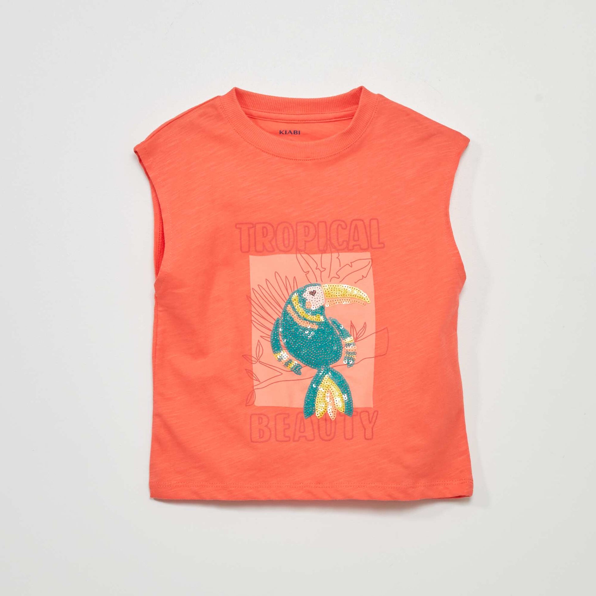 T-shirt en jersey avec sequins Rose rouge