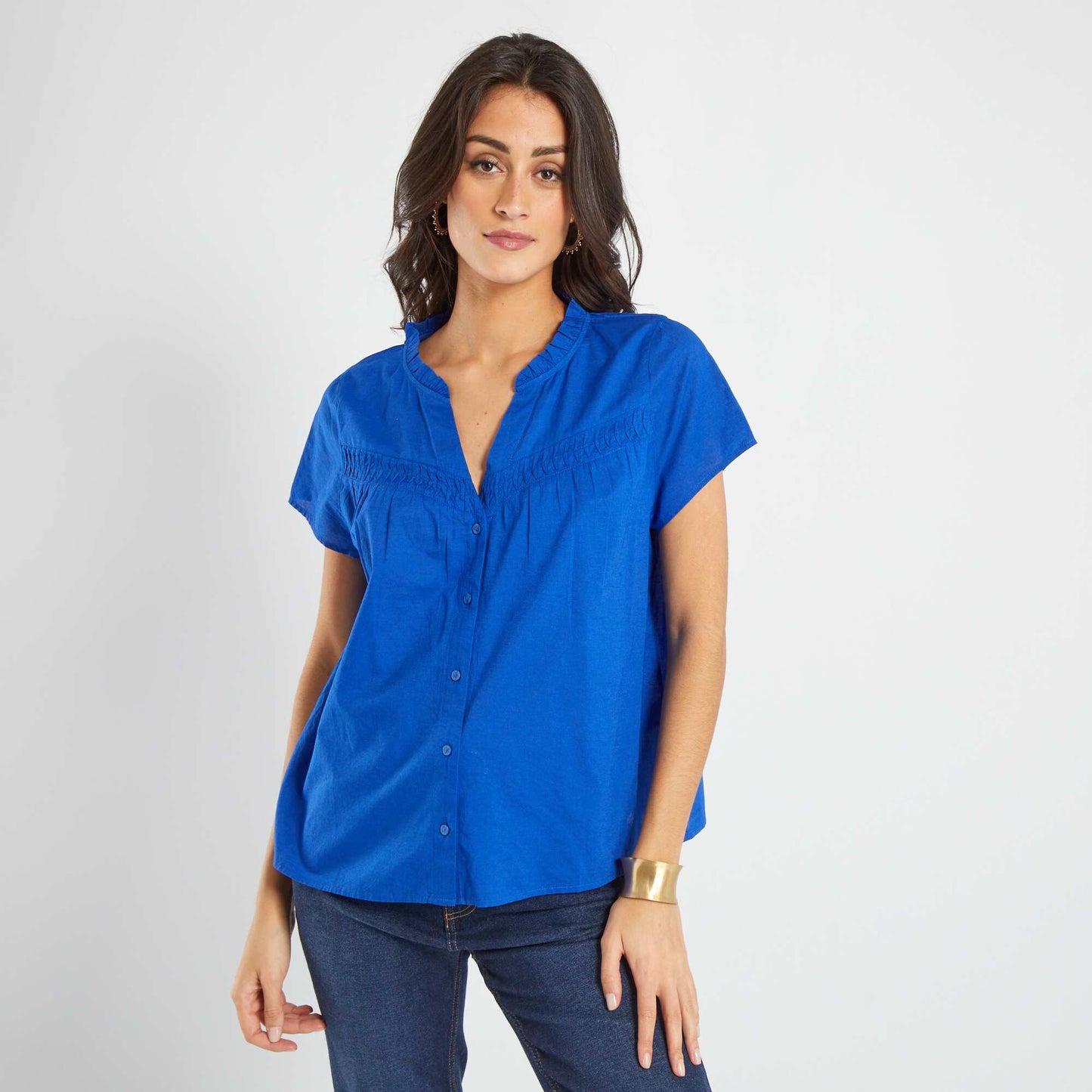 Blouse manches courtes bleu