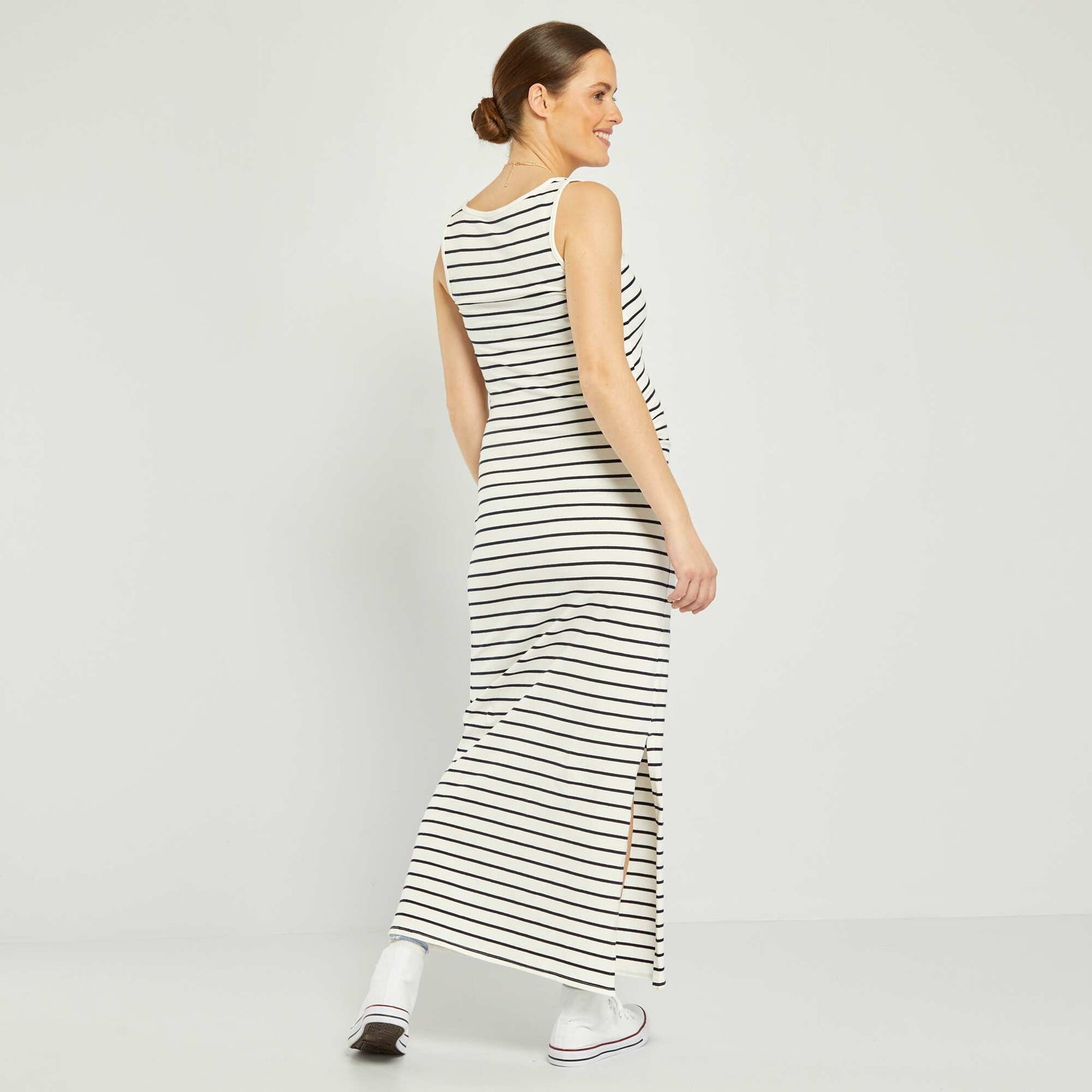 Robe grossesse longue 'rayures' Blanc ray