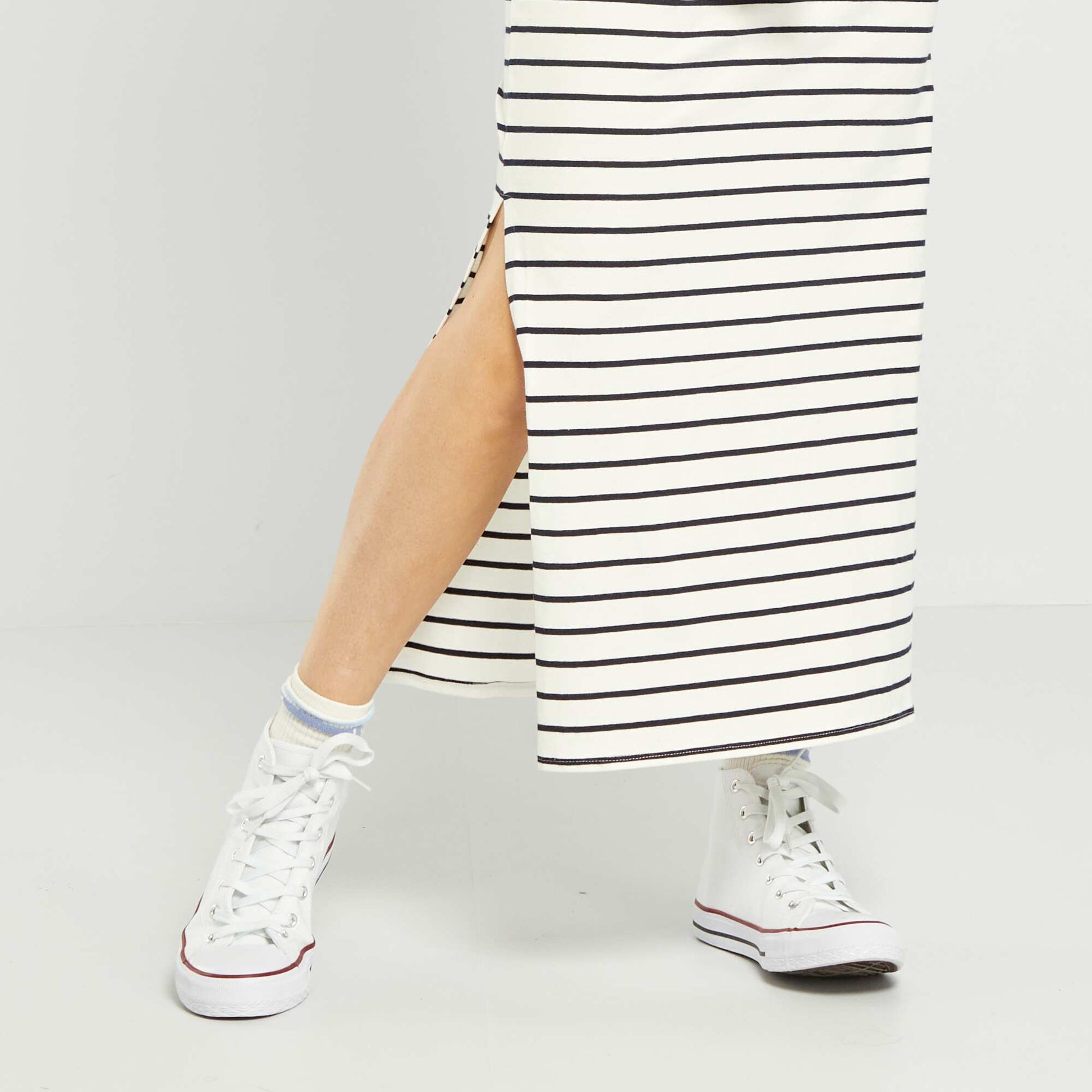 Robe grossesse longue 'rayures' Blanc ray