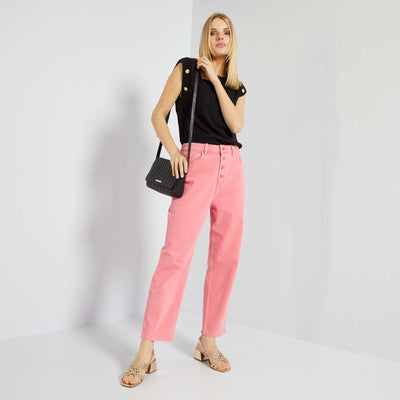 Jean mom taille tr s haute Rose