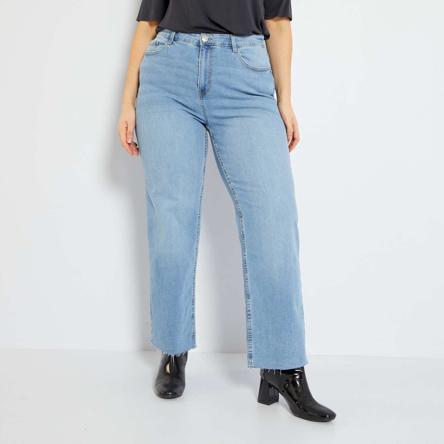 Pantalon denim wide leg Bleu denim