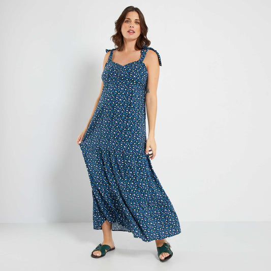 Robe longue maternit Bleu