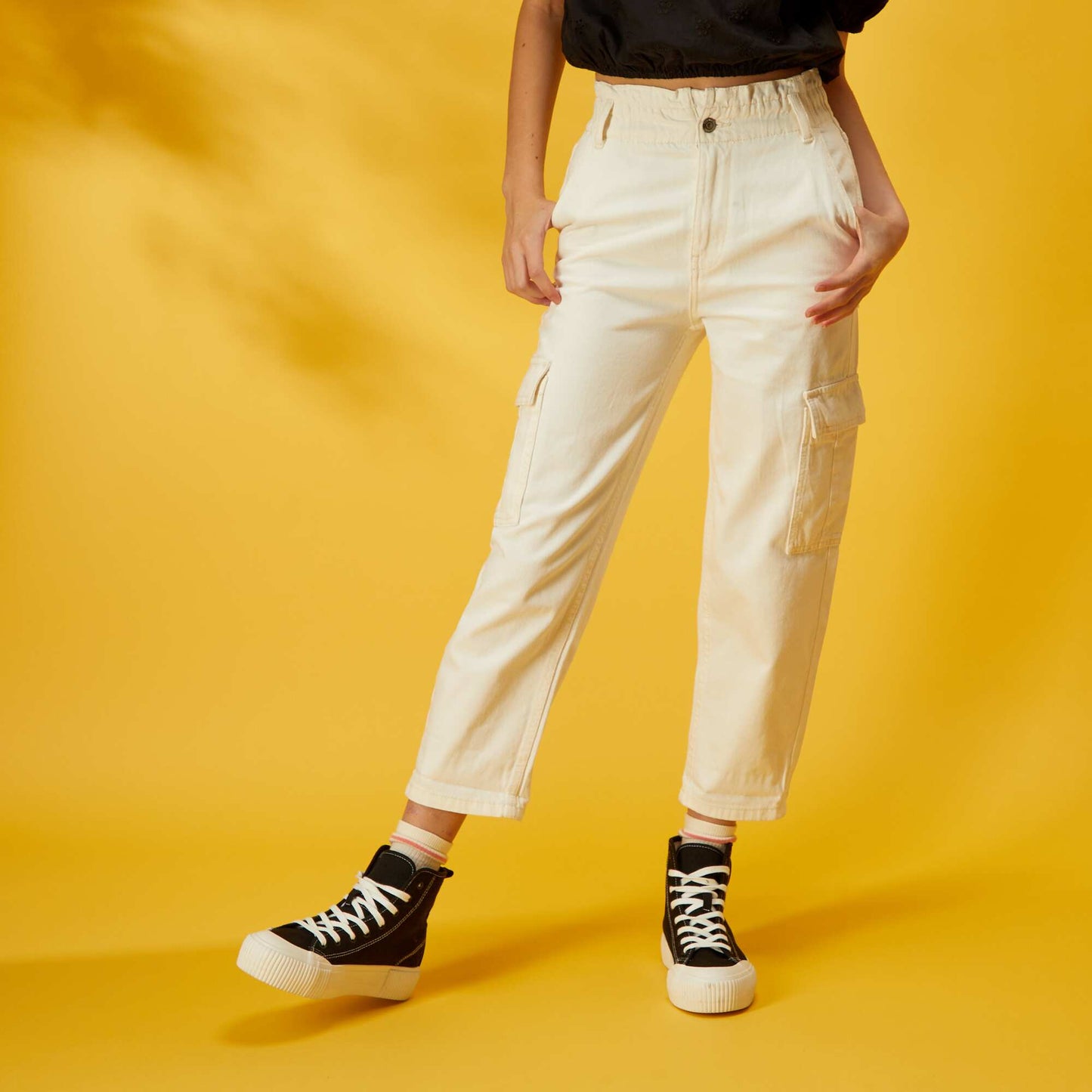 Pantalon baggy en denim Blanc