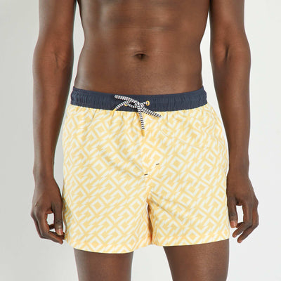 Short de bain avec motifs g om trique Jaune