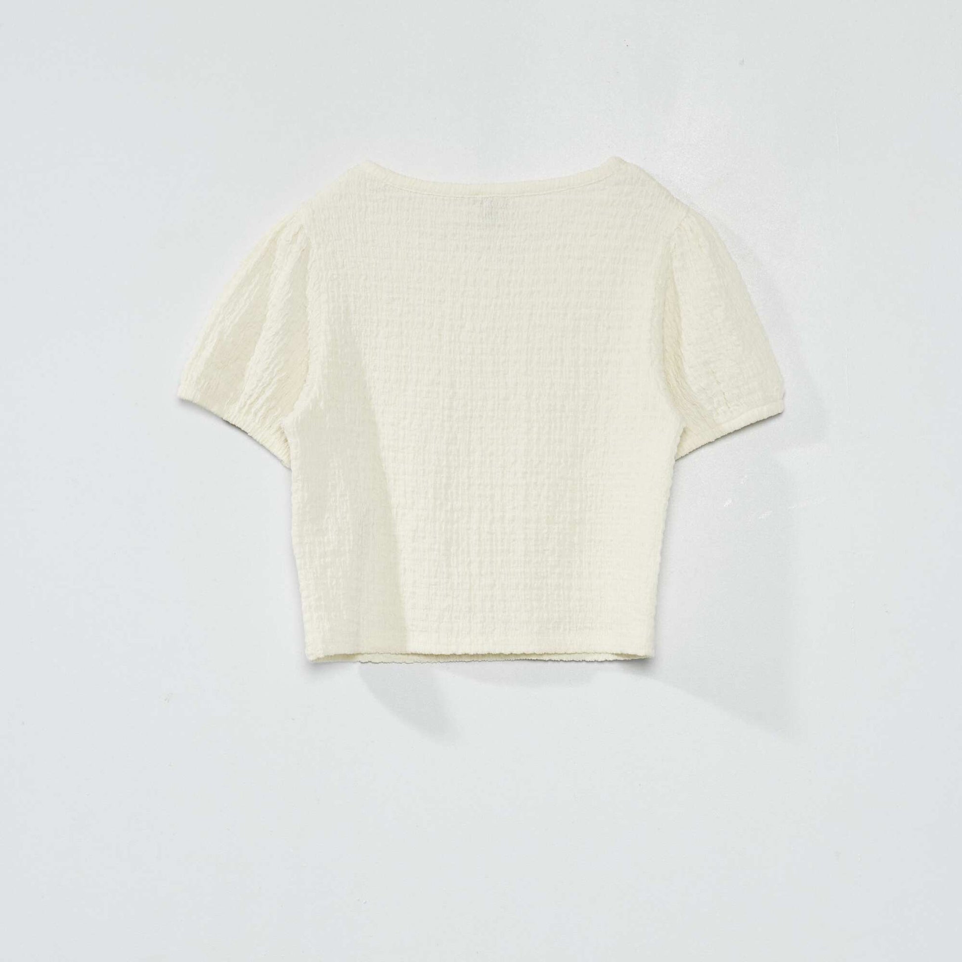 T-shirt en maille gaufr e unie Blanc