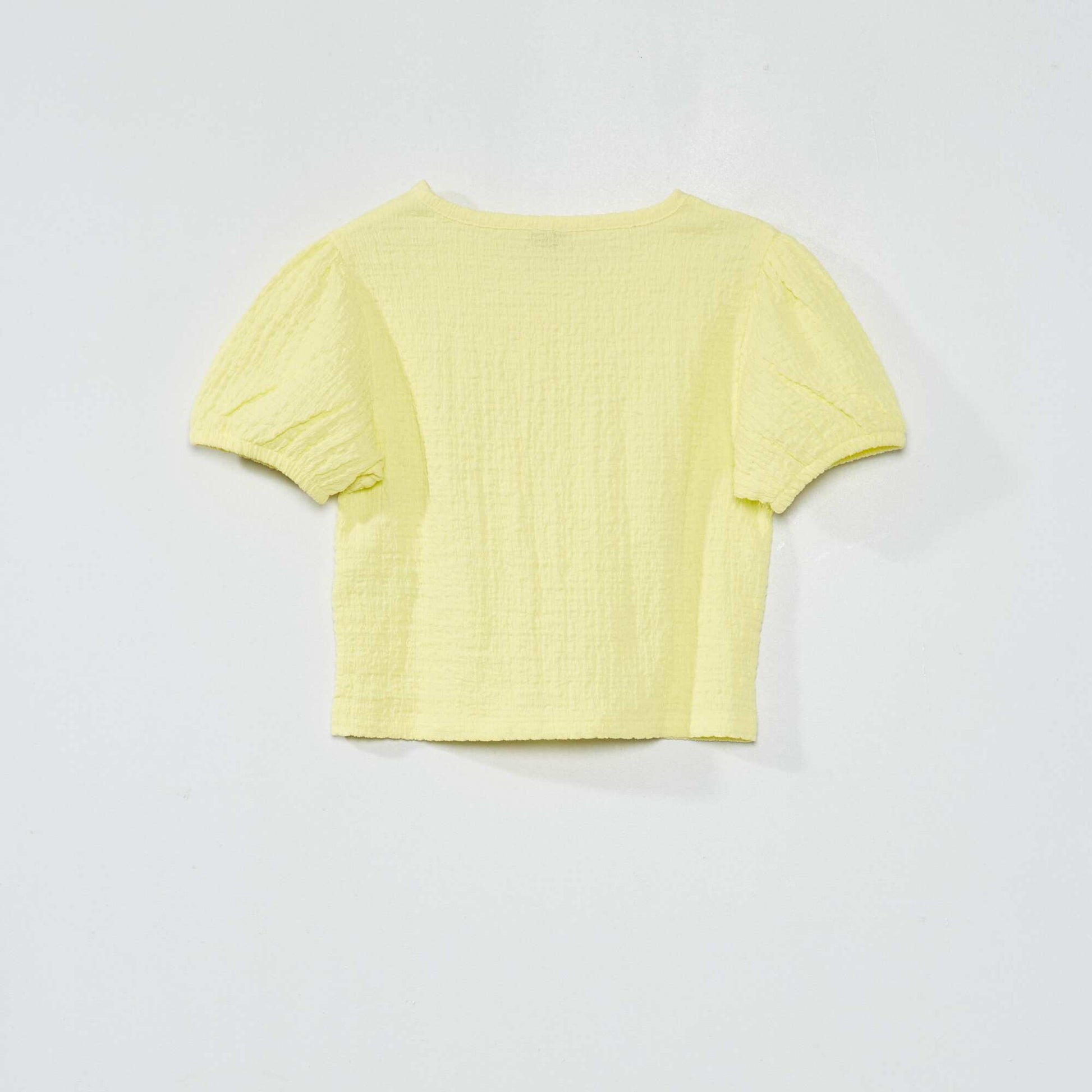 T-shirt en maille gaufr e unie Jaune