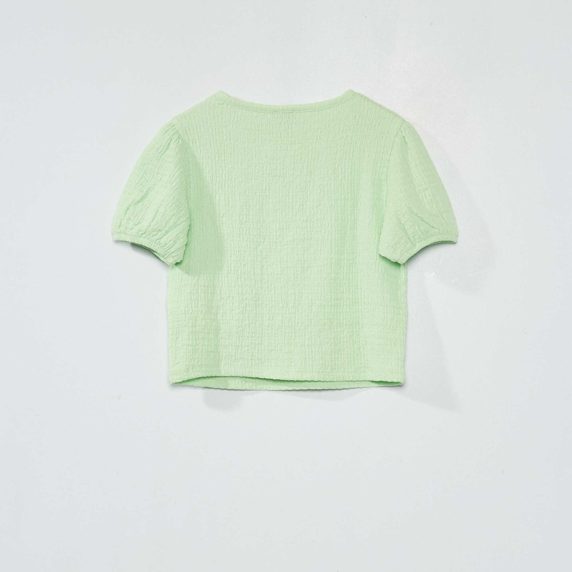 T-shirt en maille gaufr e unie Vert
