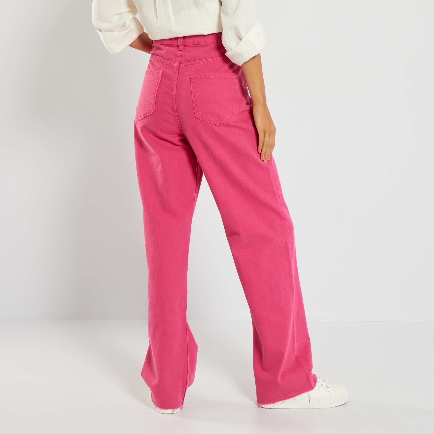 Pantalon wide leg taille haute rose indien