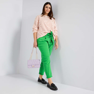 Jean paperbag avec ceinture Vert