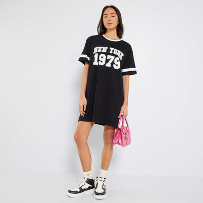 Robe t-shirt avec imprim plac devant Noir/blanc