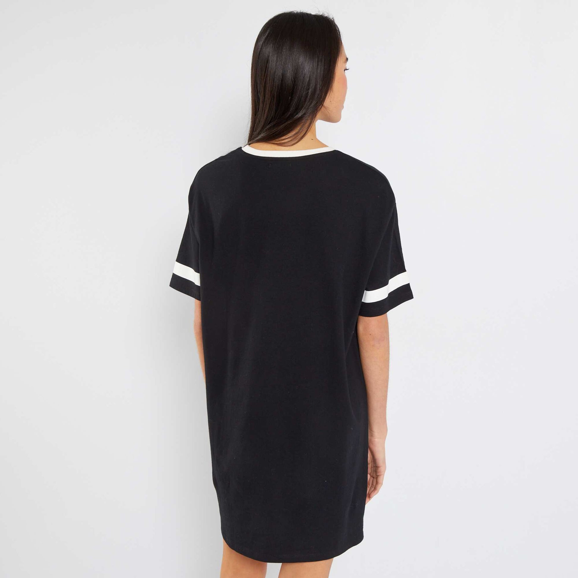 Robe t-shirt avec imprim plac devant Noir/blanc