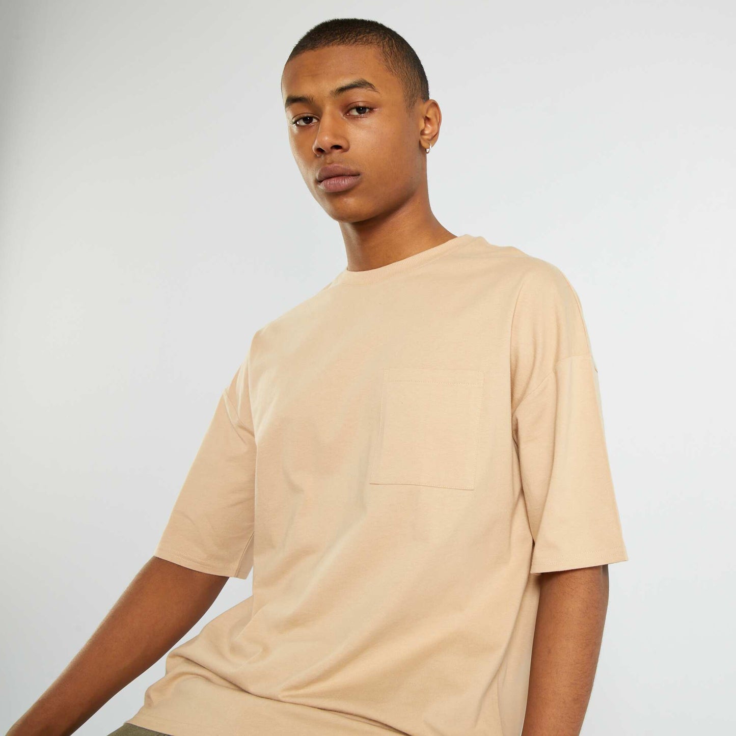 T-shirt oversize en jersey Beige