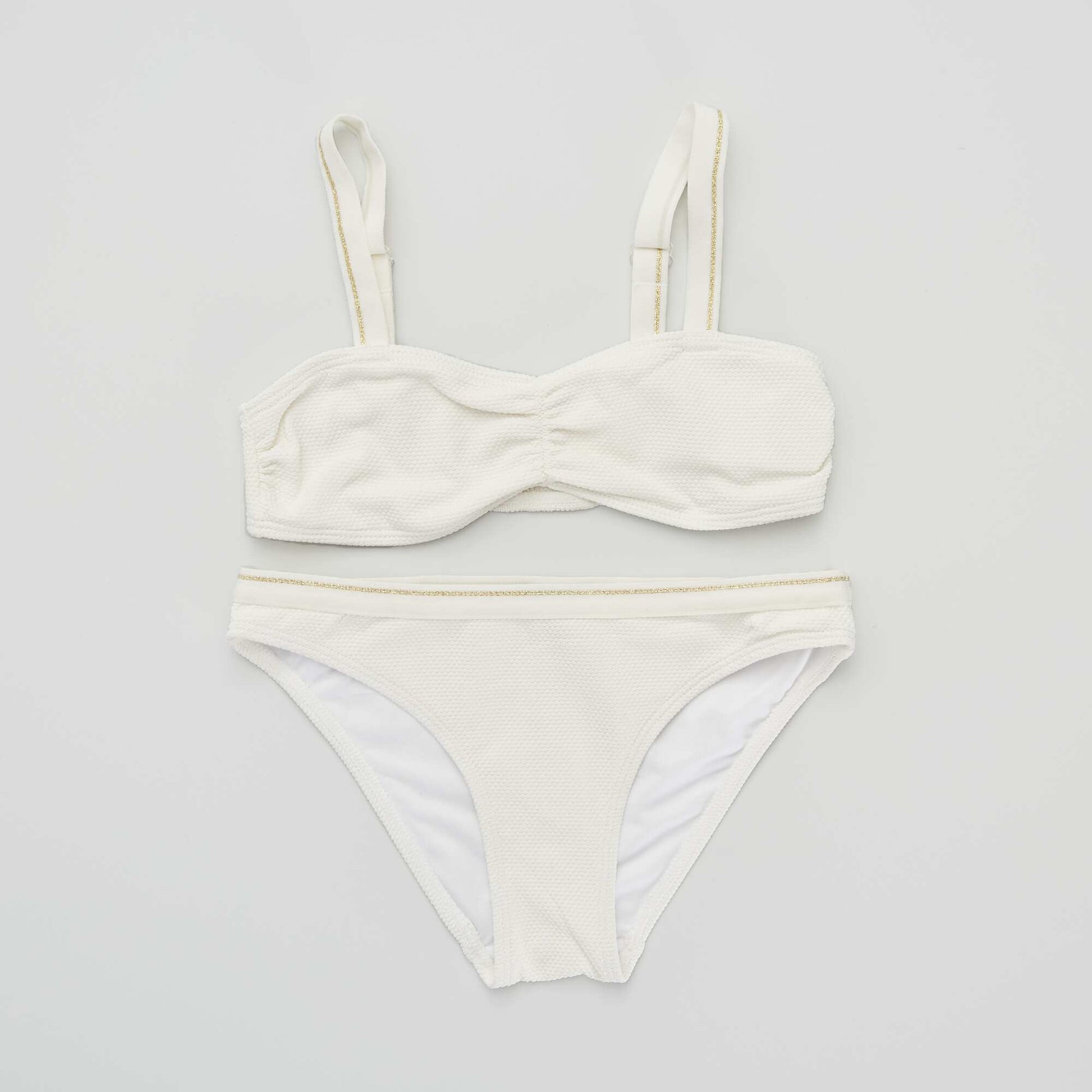 Maillot de bain 2 pi ces en nid d'abeille Blanc
