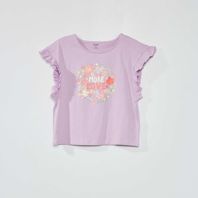 T-shirt col rond volant Violet