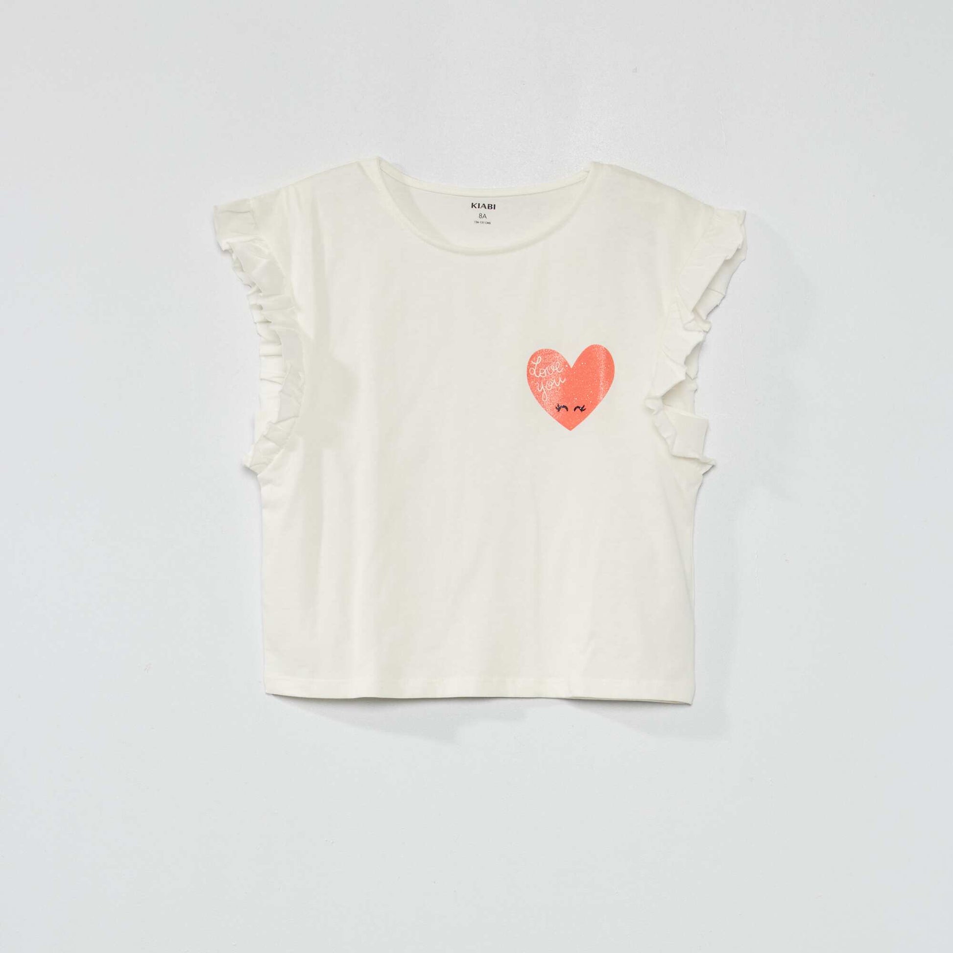 Shirt Blanc T Shirt A Volant T-shirt Col Rond Volant Blanc