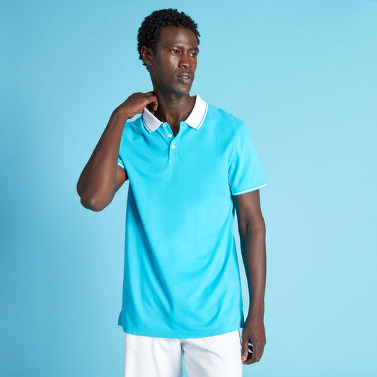 Polo en piqué de coton Bleu turquoise