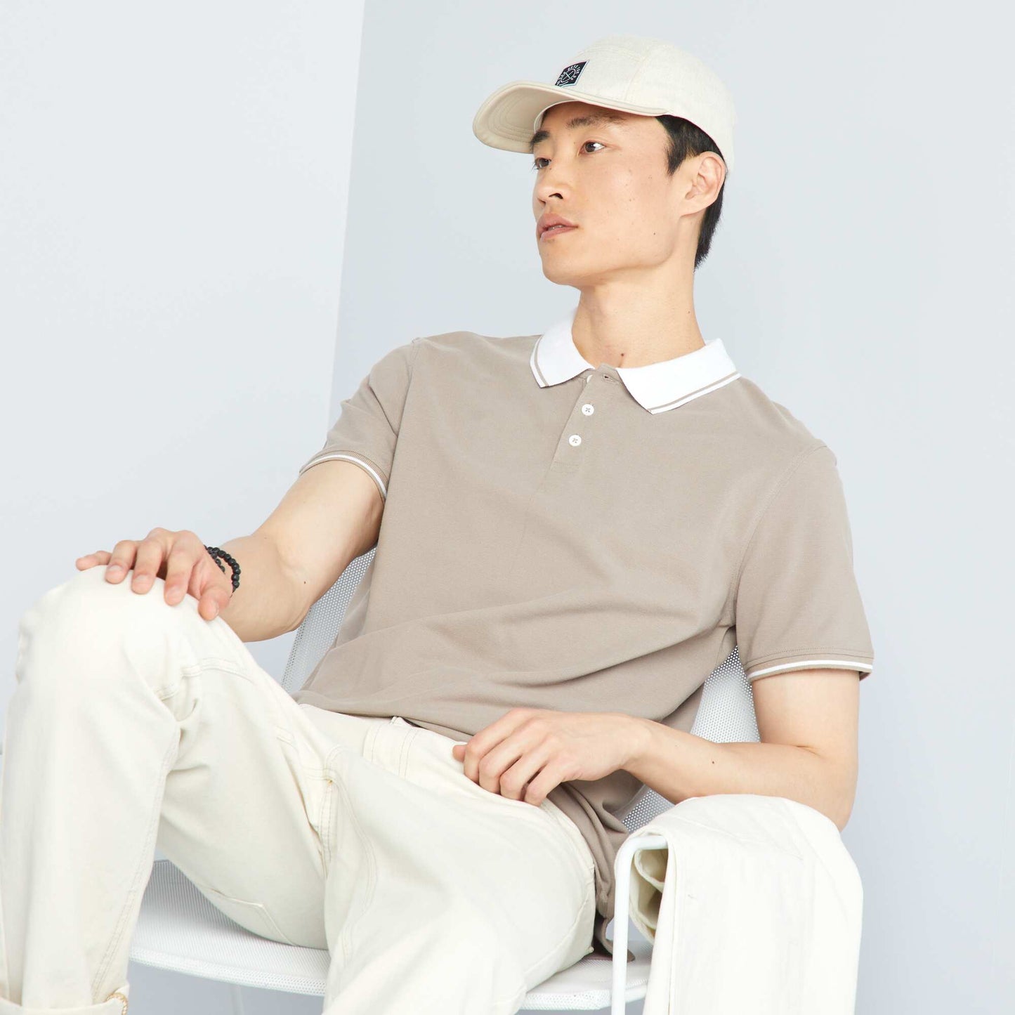 Polo en piqu de coton Beige