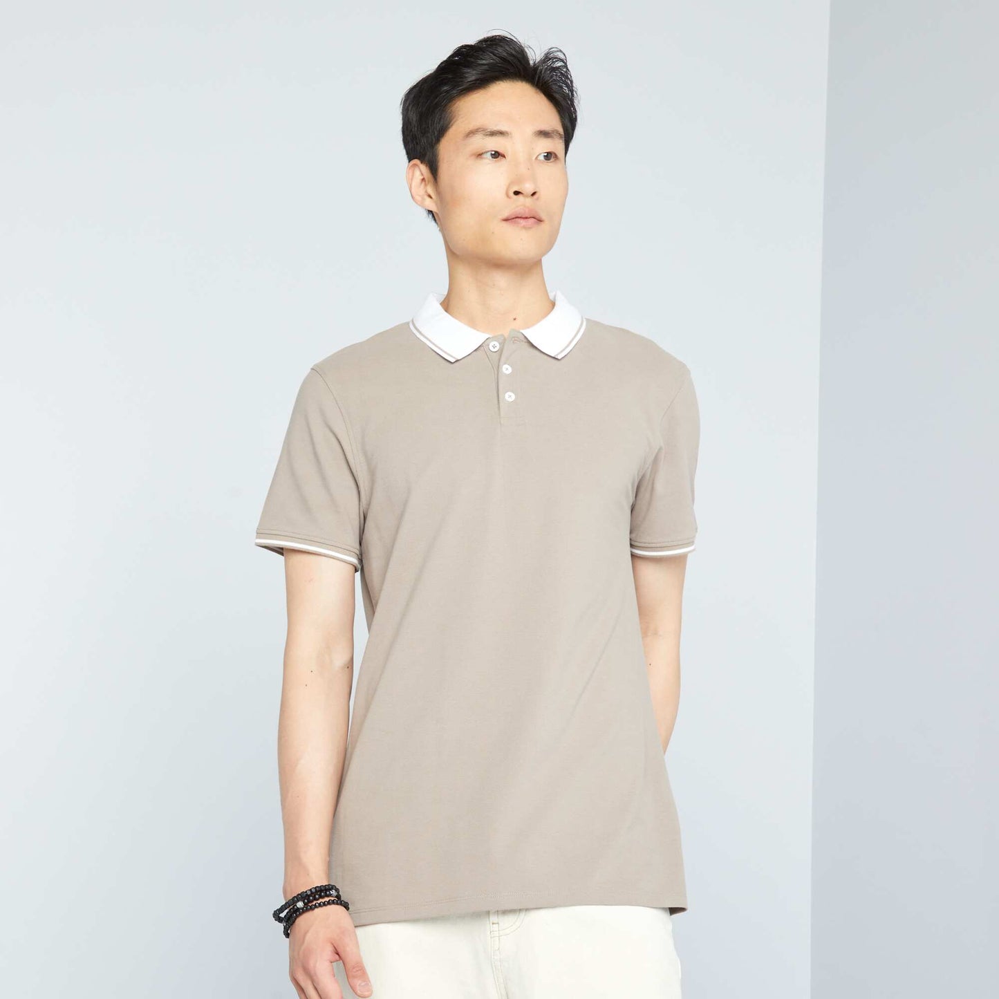 Polo en piqu de coton Beige