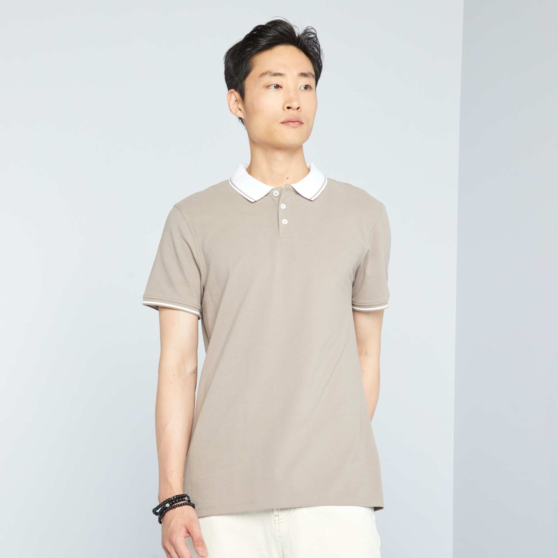 Polo en piqu de coton Beige
