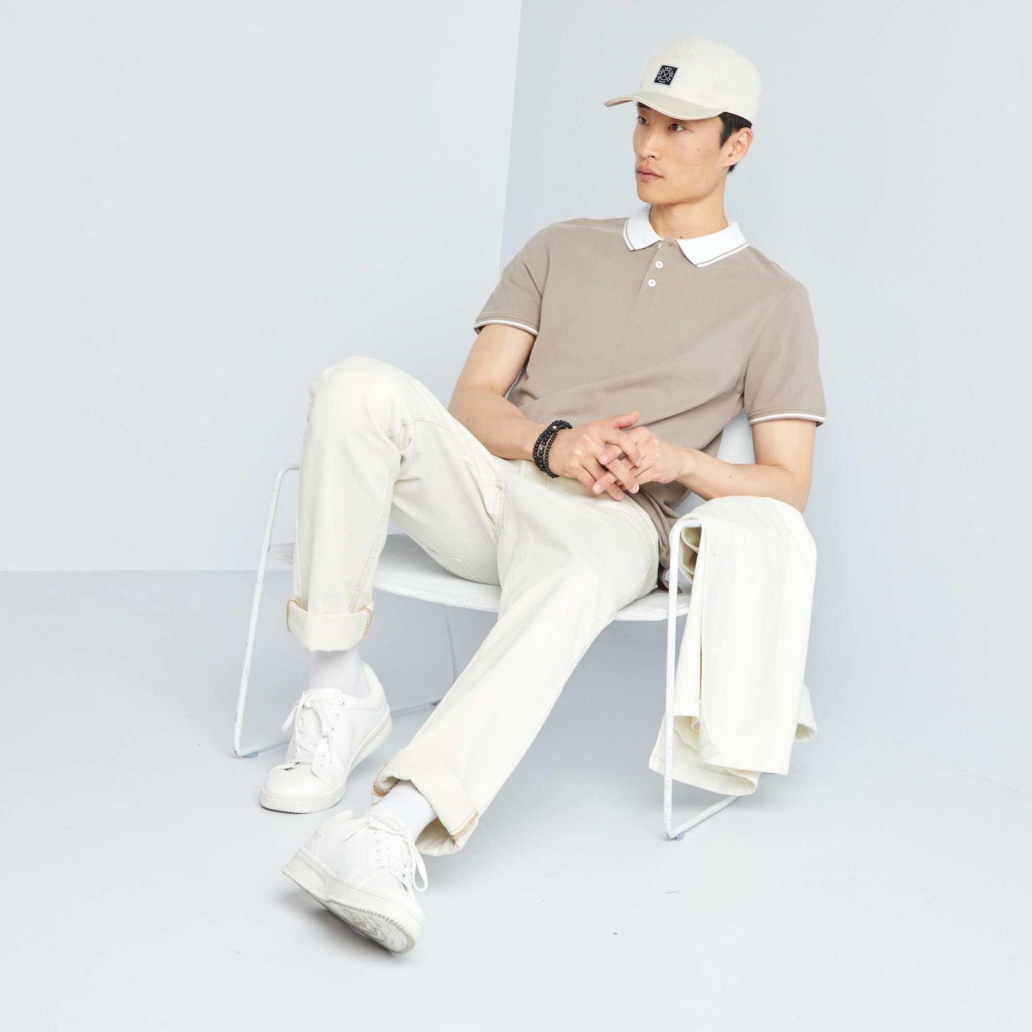 Polo en piqu de coton Beige