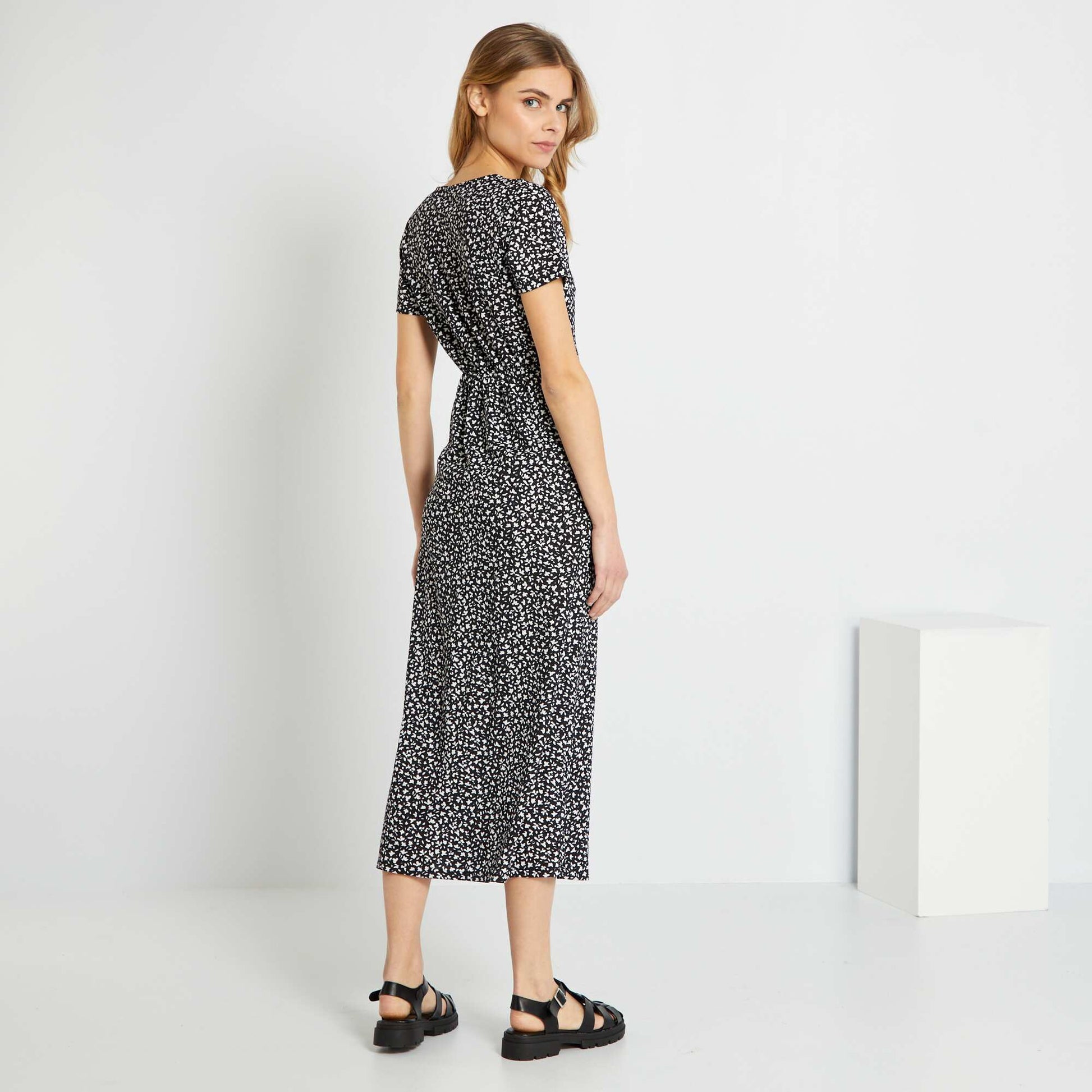 Robe longue motifs Noir motifs
