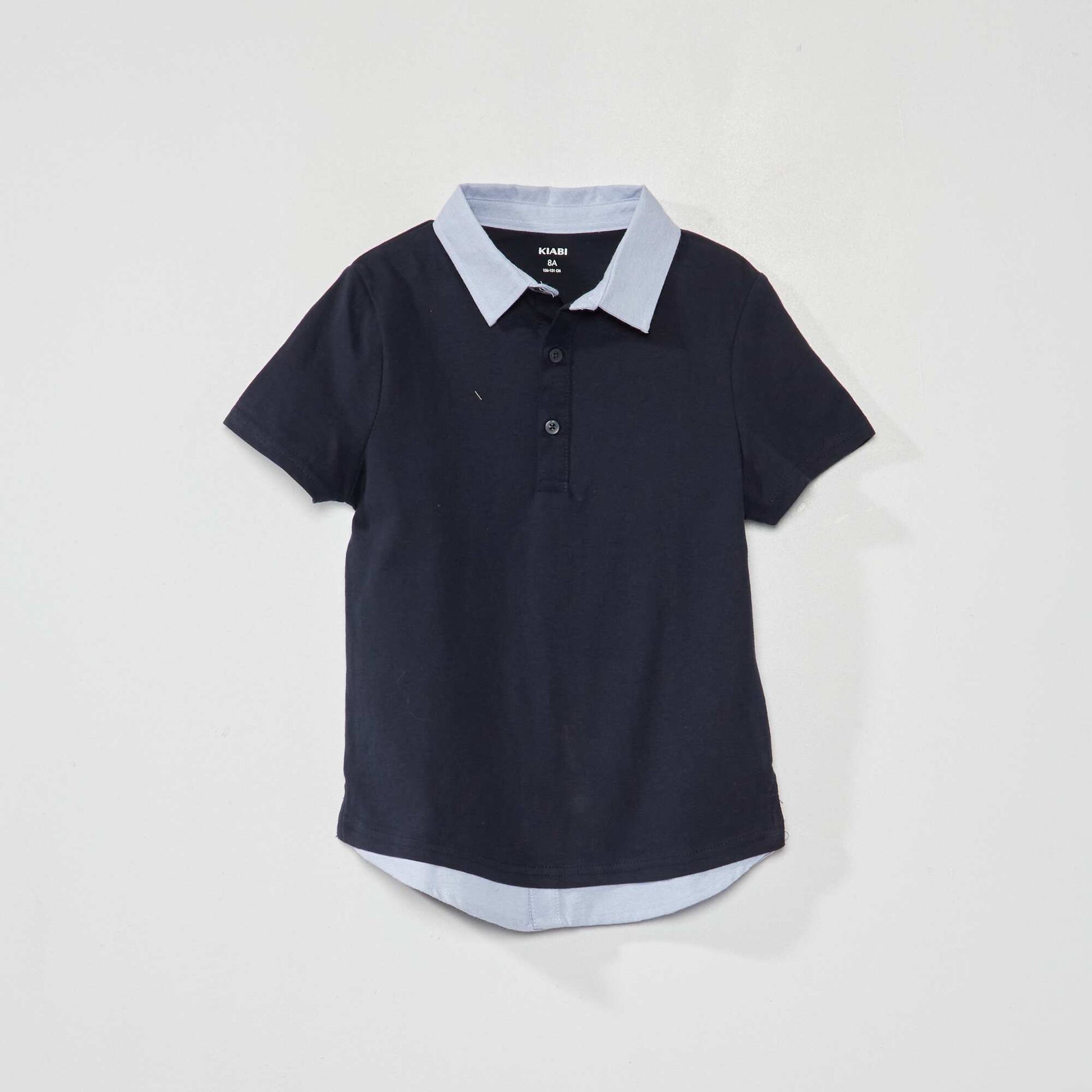 Polo en maille jersey effet 2 en 1 bleu marine