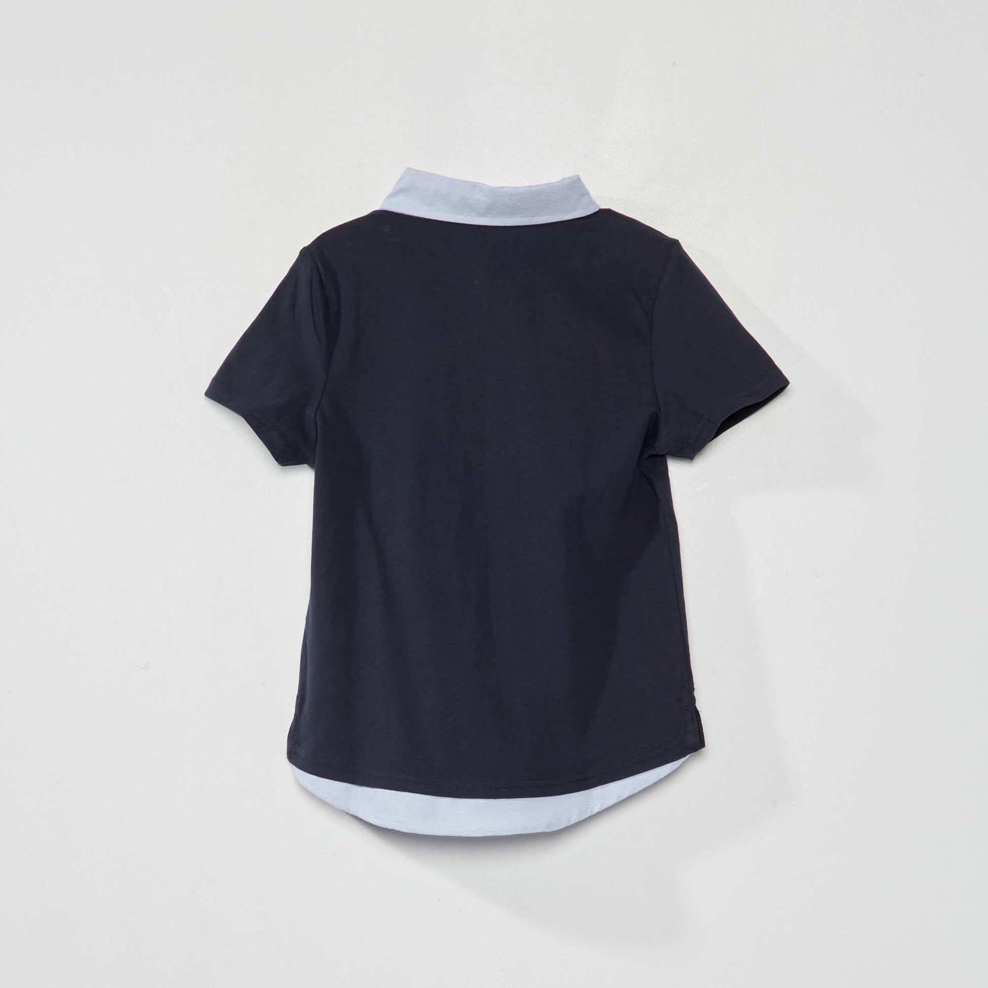 Polo en maille jersey effet 2 en 1 bleu marine