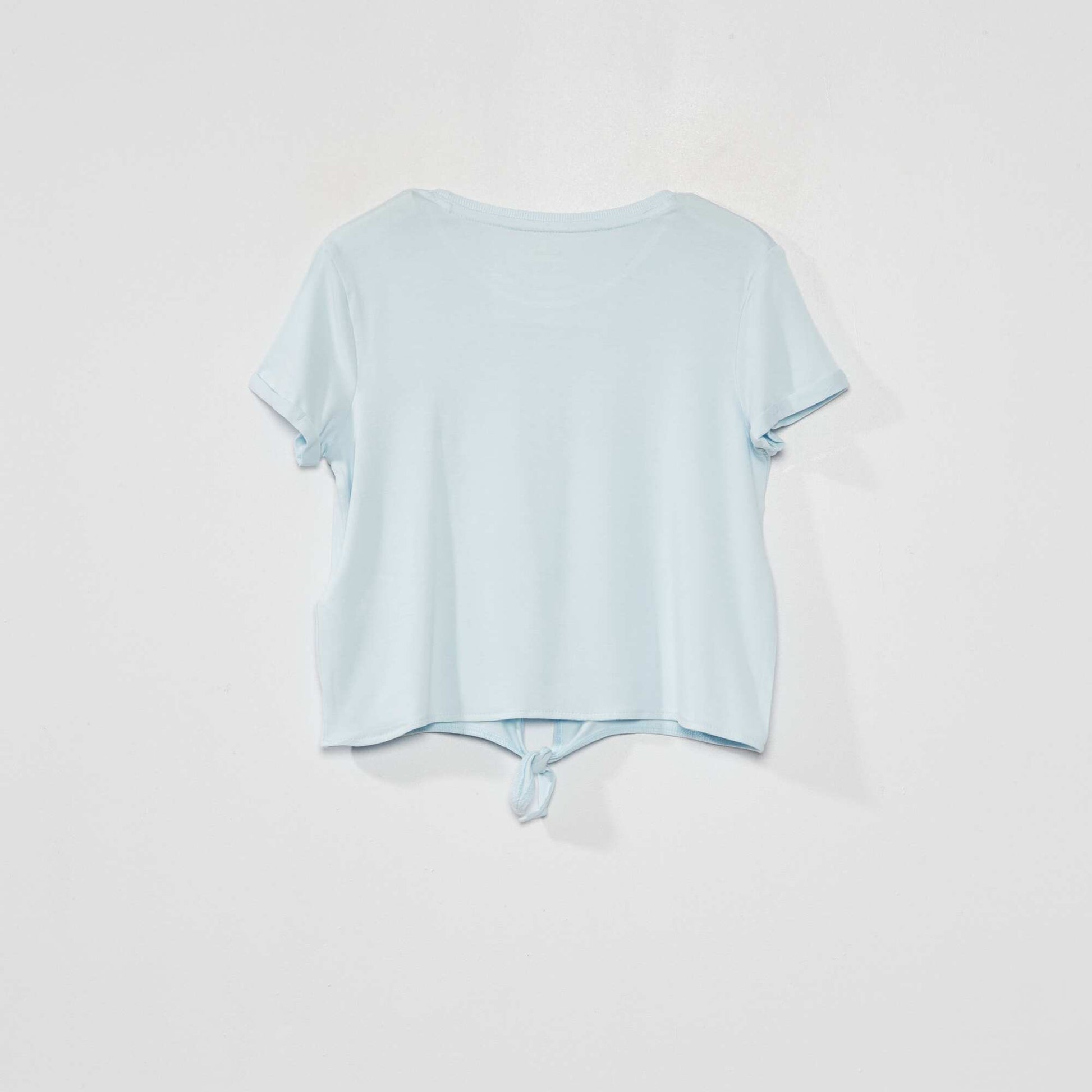 Tee-shirt nou avec imprim sequins Bleu ciel