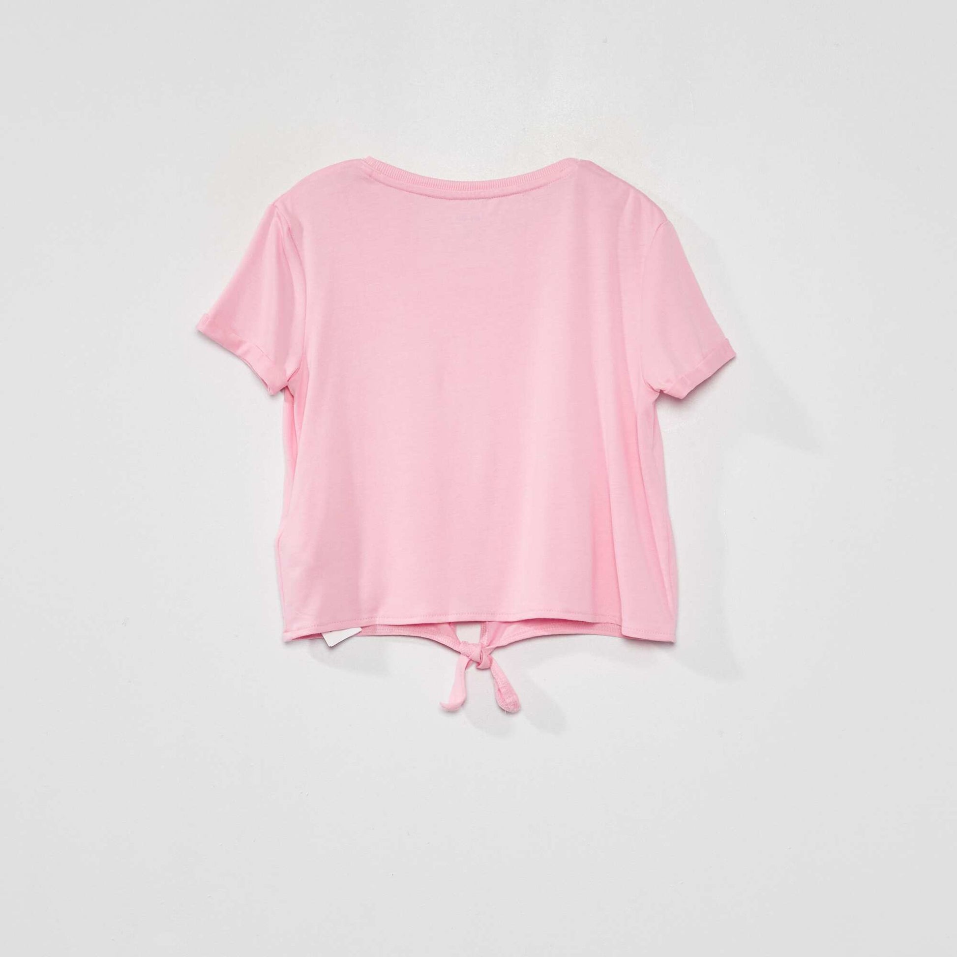 Tee-shirt nou avec imprim sequins Rose