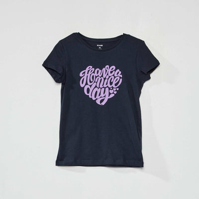 Tee-shirt imprim Bleu