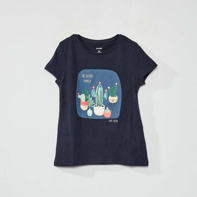T-shirt fantaisie col rond Bleu marine